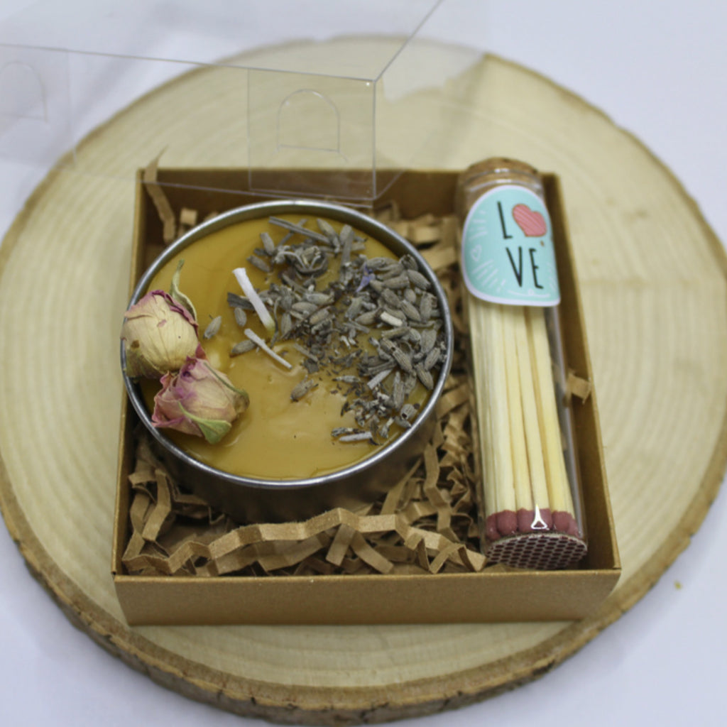 Large Beeswax Tealight with Botanicals - Natural Ambient Candle