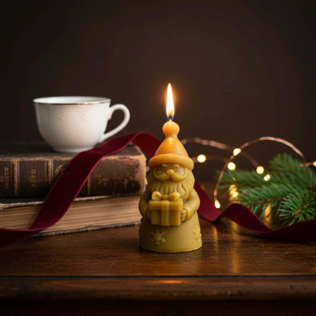 Jolly Santa Claus Candle - Natural Beeswax