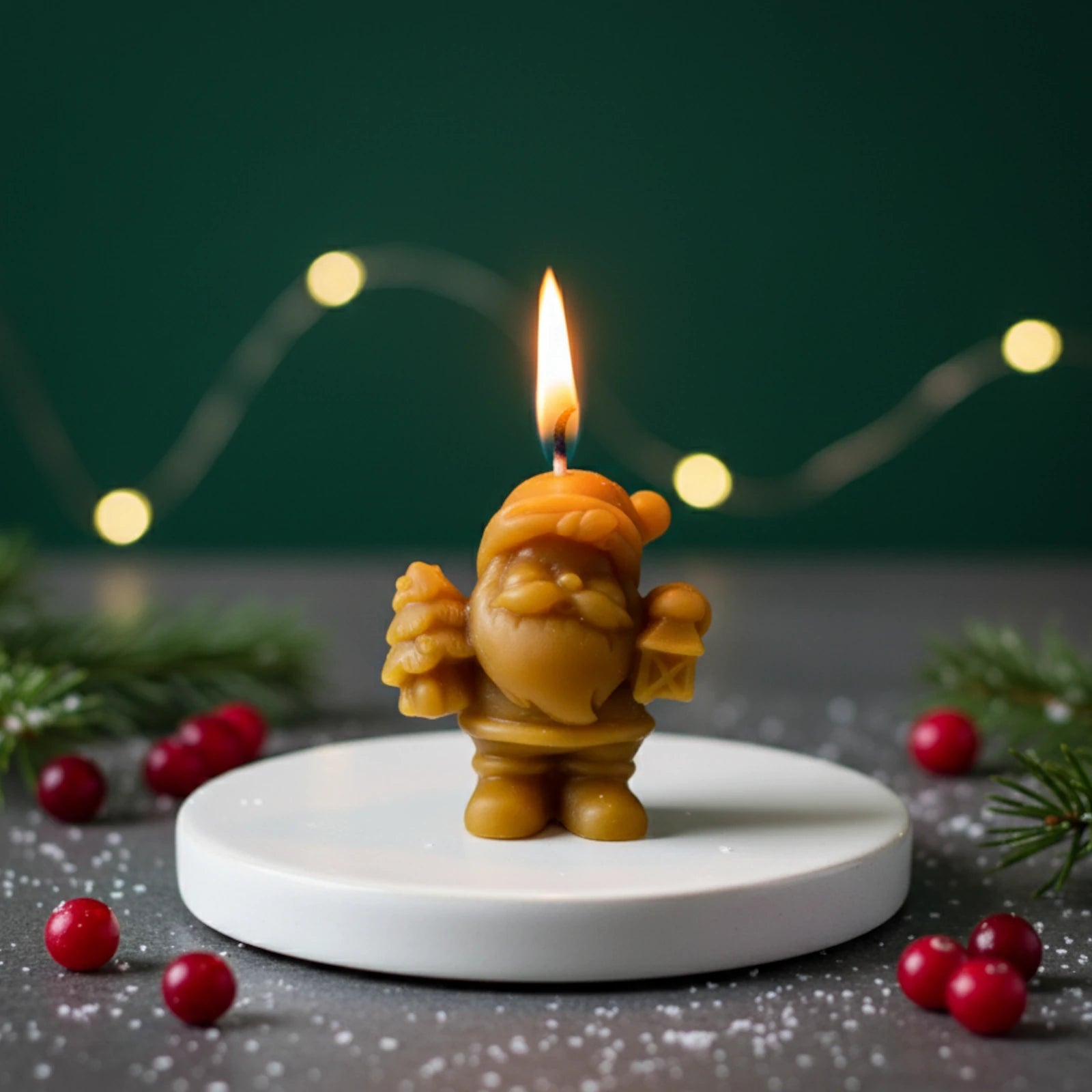 Mini Santa Claus Beeswax Candle - Festive Figurine Decor