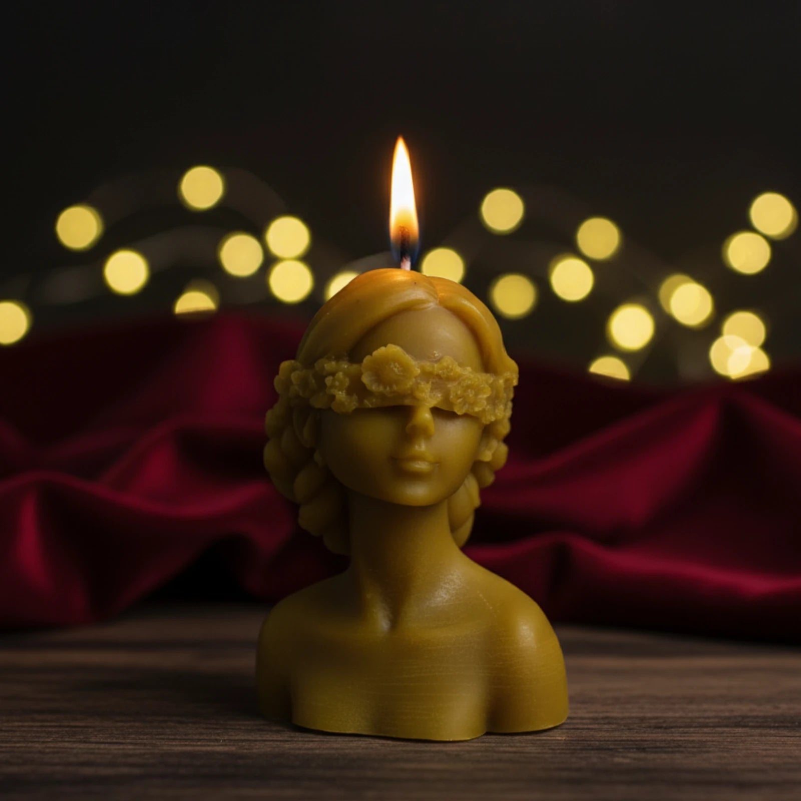 Flower Patch Lady Beeswax Sculpture Candle - Artistic Bust Decor
