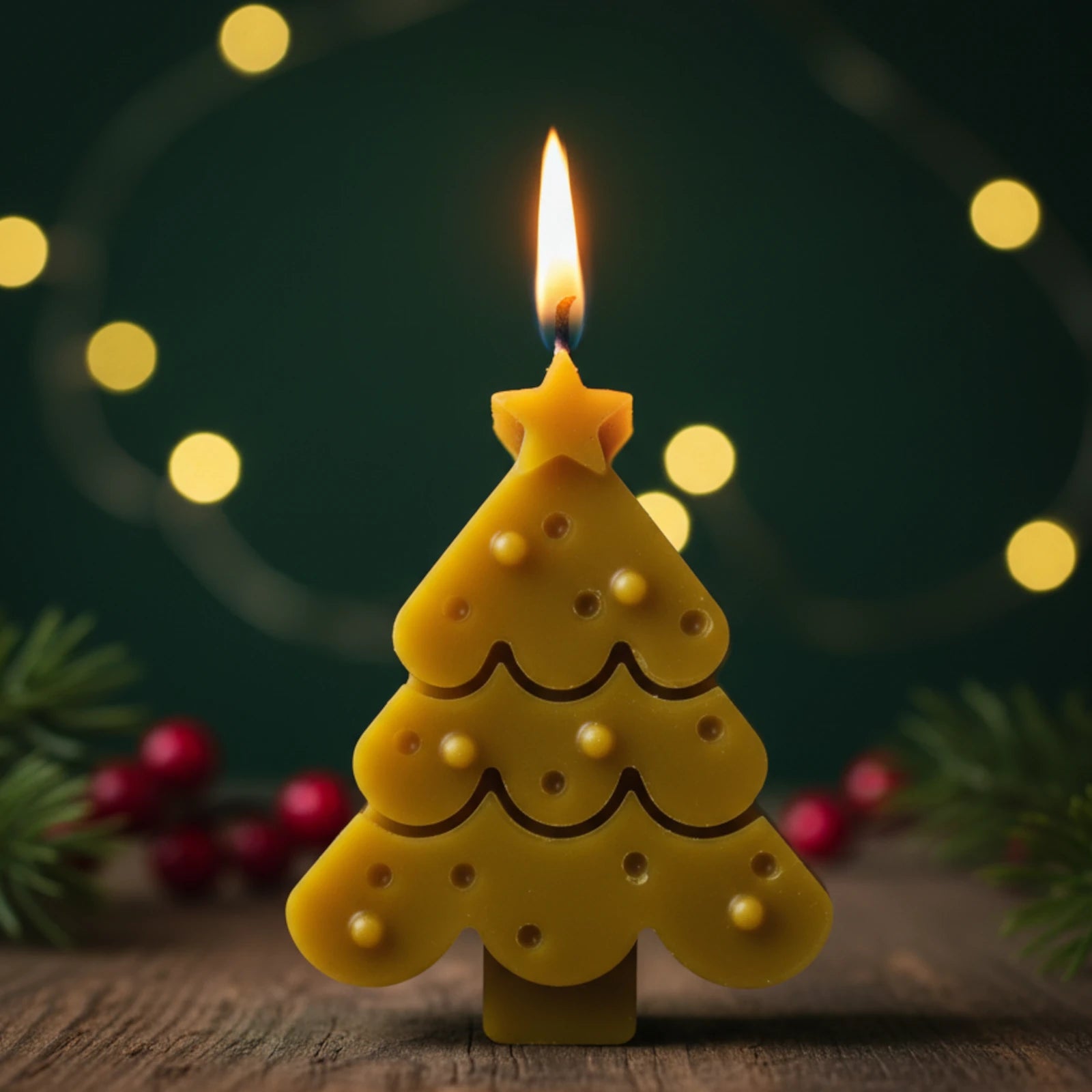 Christmas Tree Beeswax Sculpture Candle - Festive Decor