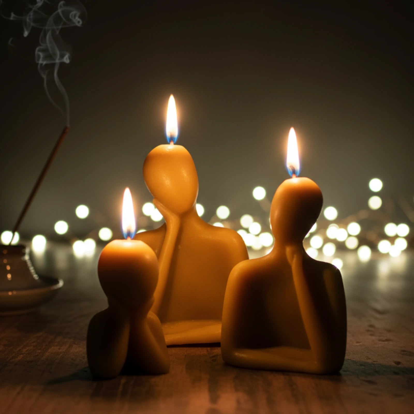 Abstract Family Beeswax Sculpture Set (Set of 3) - Minimalist Art Decor