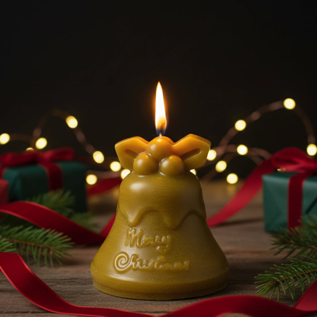 Bell Shaped Beeswax Sculpture Candle - Festive Sound Decor