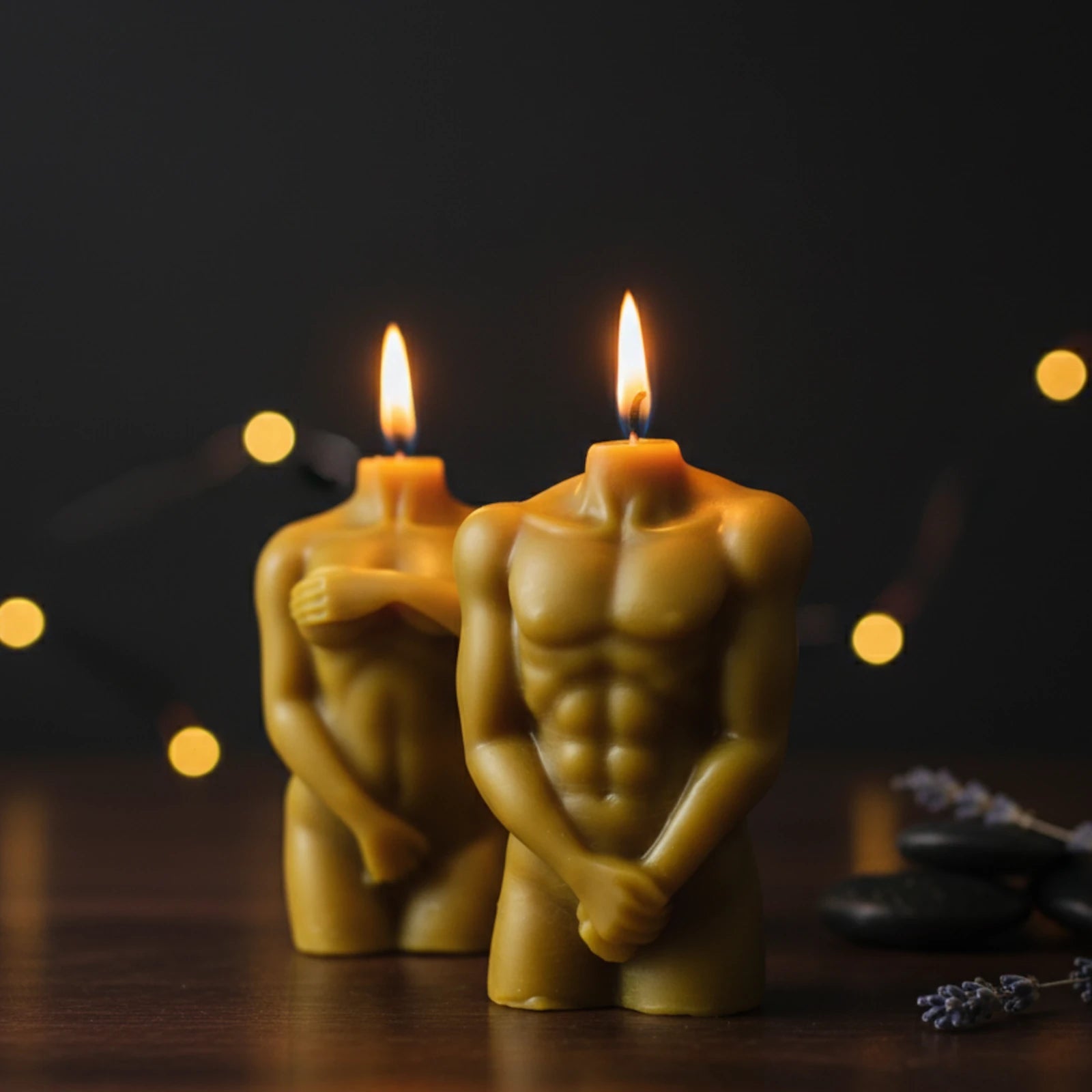 Naked Couple Beeswax Sculpture Candle Set - Abstract Figurines