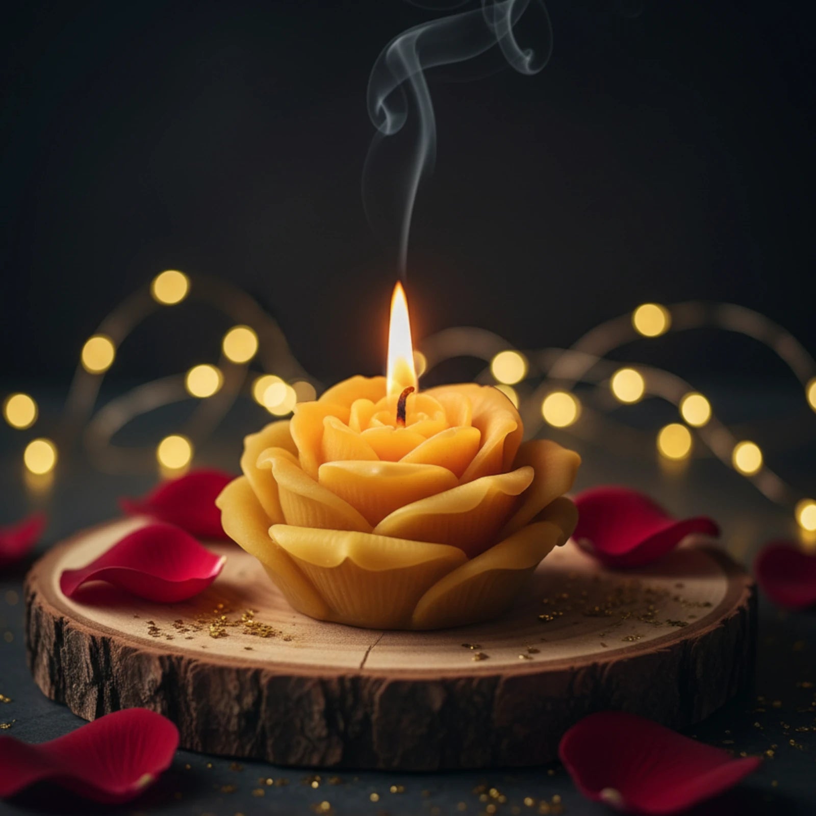 Rose Bud Beeswax Candle - Delicate Floral Sculpture