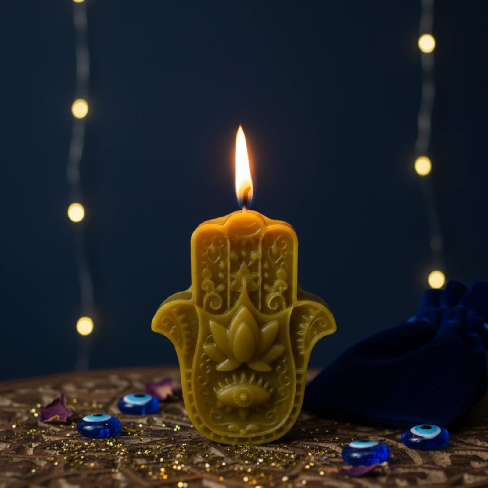 Hamsa Hand (Hand of Fatima) Beeswax Candle - Protection Symbol Decor
