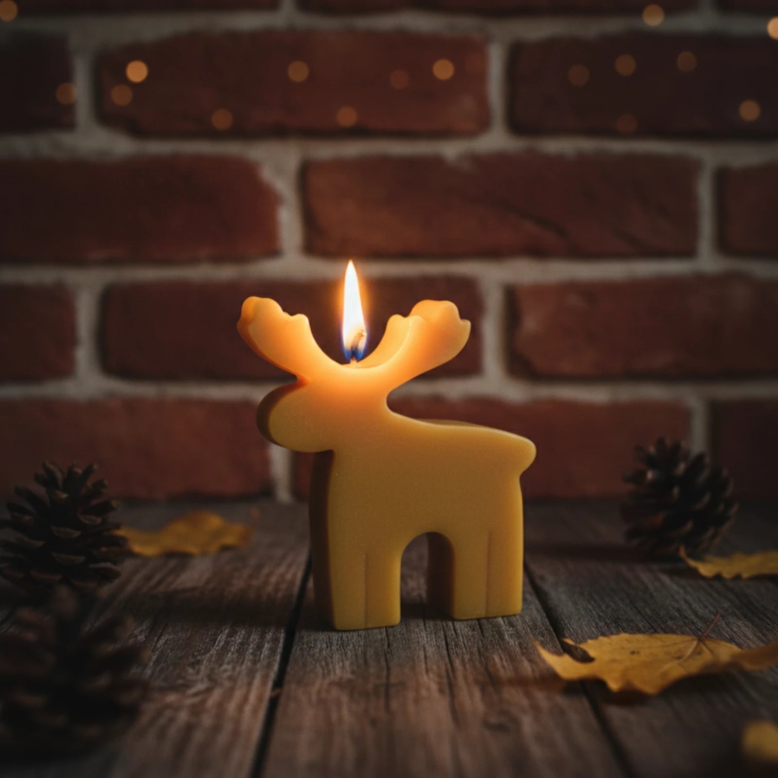 Reindeer Beeswax Sculpture Candle - Festive Woodland Decor