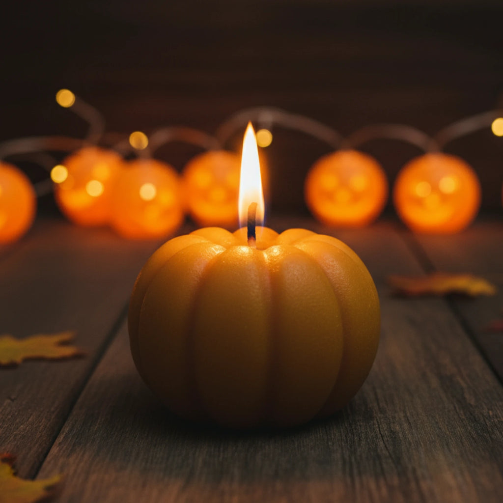 Pumpkin Beeswax Sculpture Candle - Autumn & Harvest Decor