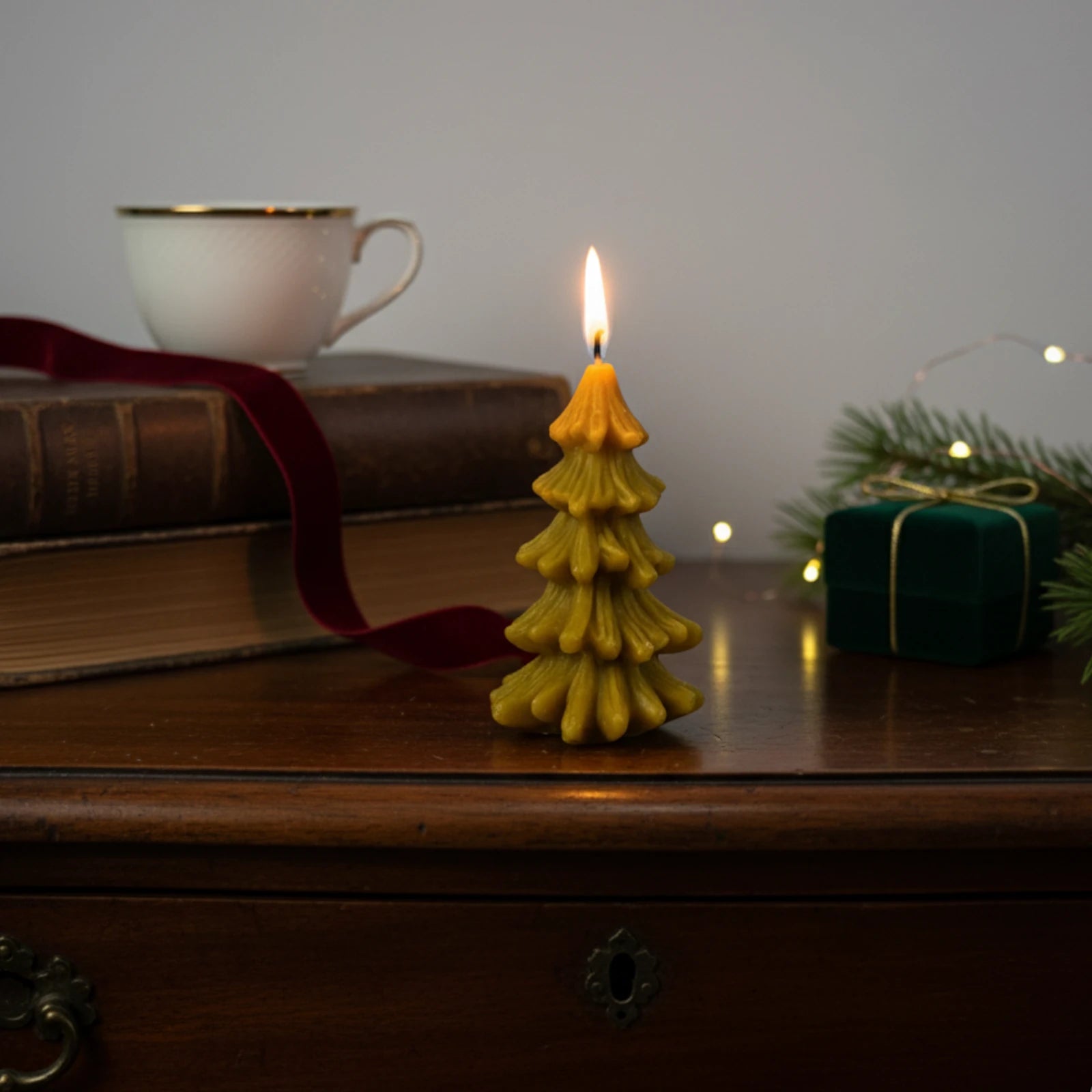 Small Pine Tree Candle - Natural Beeswax