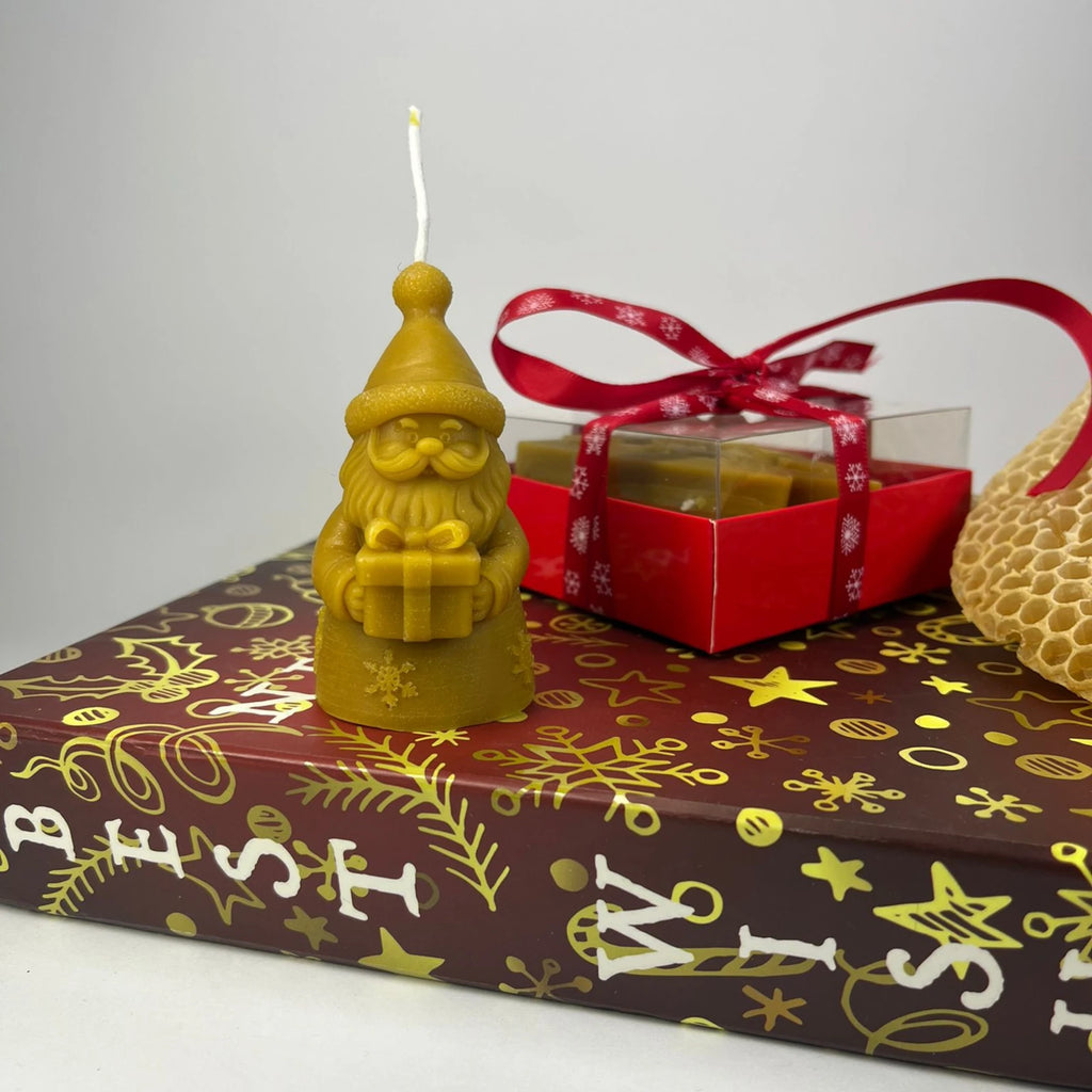 Jolly Santa Claus Candle - Natural Beeswax
