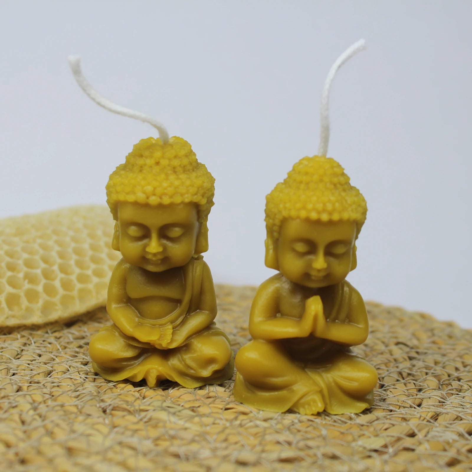 Mini Buddha Head Beeswax Candle (Set of 2) - Zen Decor