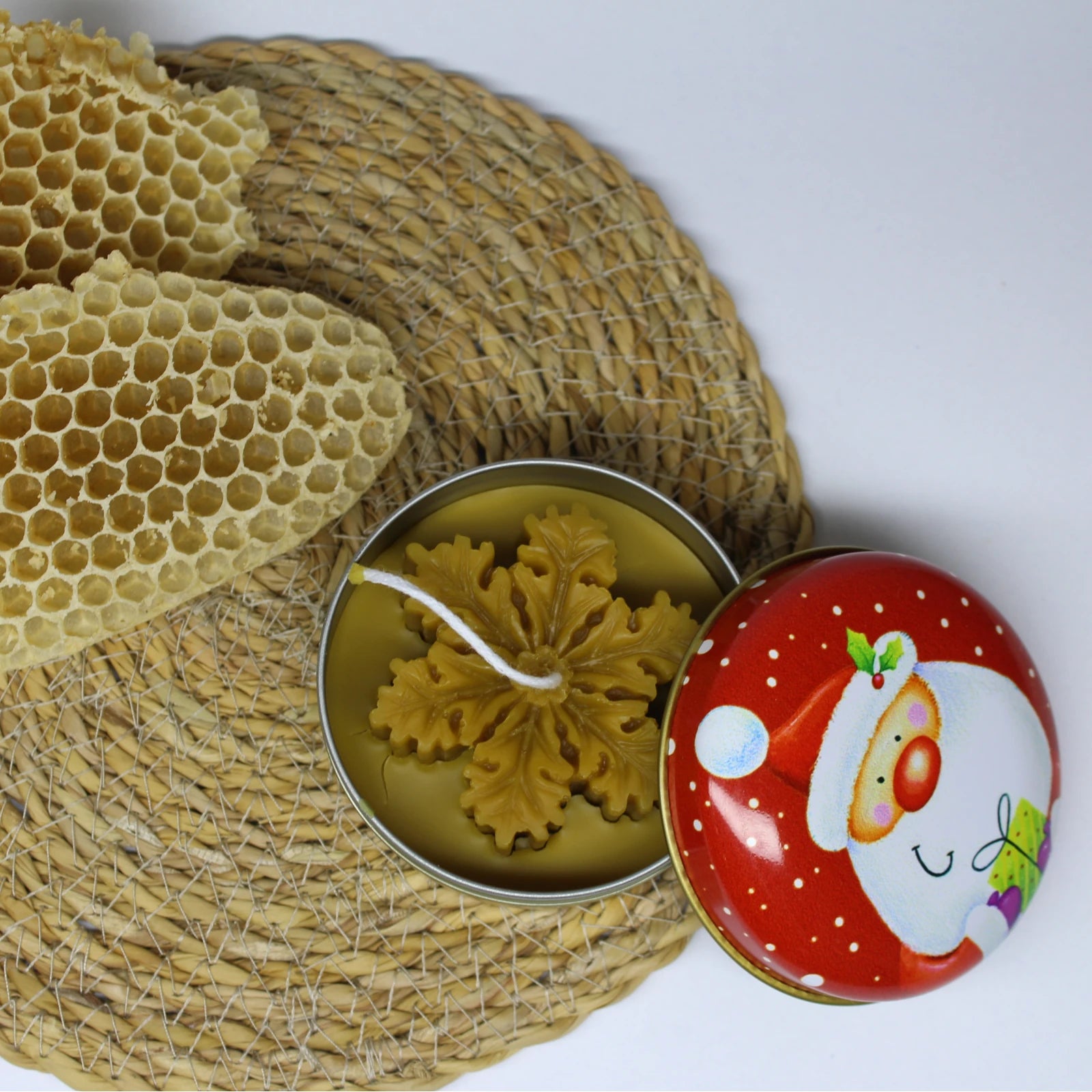 Snowflake Tin Beeswax Container Candle - Winter Ambiance