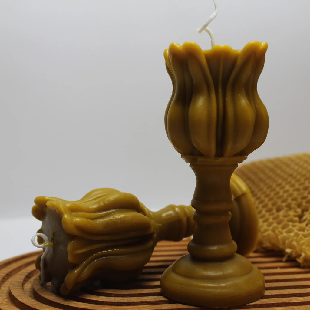 Goblet Shaped Beeswax Candle - Classic Chalice Decor