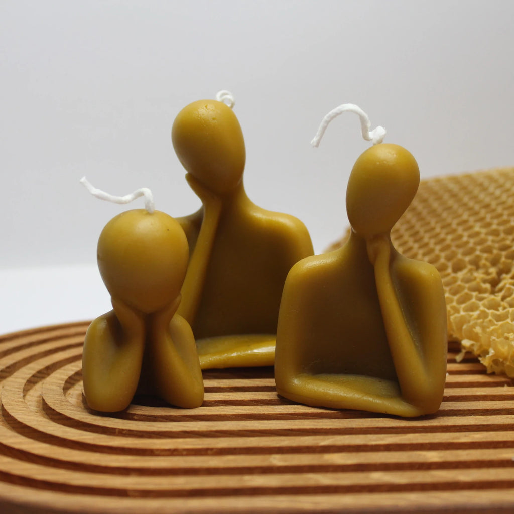 Abstract Family Beeswax Sculpture Set (Set of 3) - Minimalist Art Decor