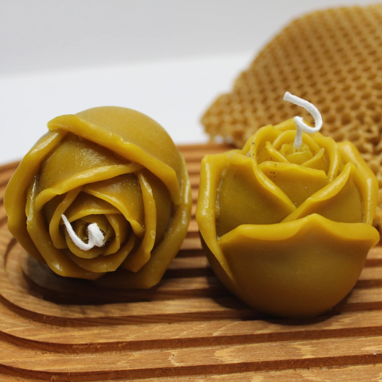 Rose Bud Beeswax Candle - Delicate Floral Sculpture