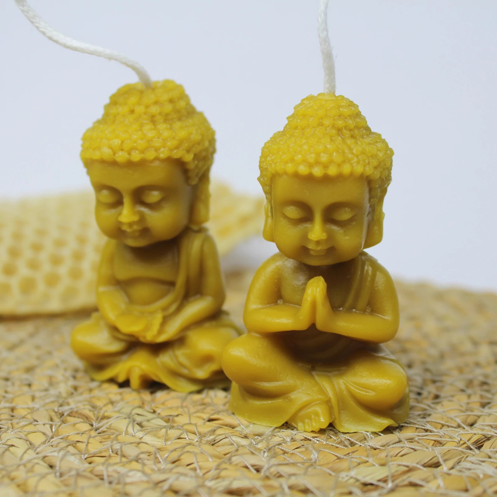 Mini Buddha Head Beeswax Candle (Set of 2) - Zen Decor