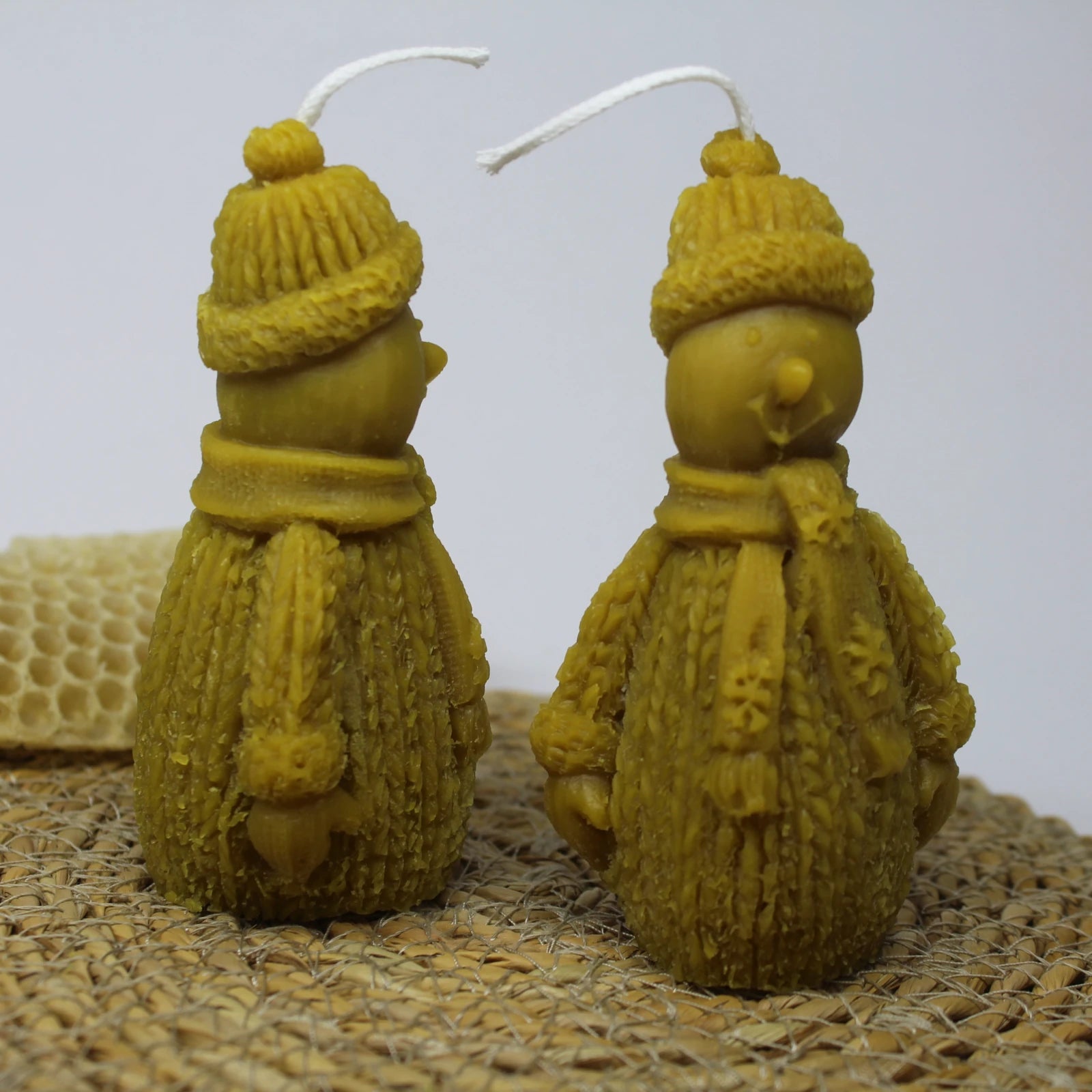 Snowman Beeswax Sculpture Candle - Cheerful Winter Decor