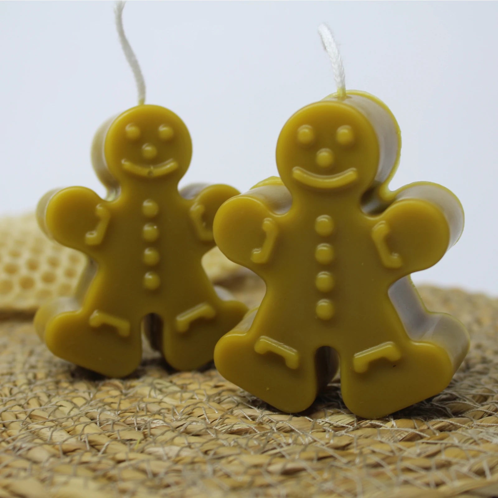 Gingerbread Man Beeswax Candle - Festive Treat Decor