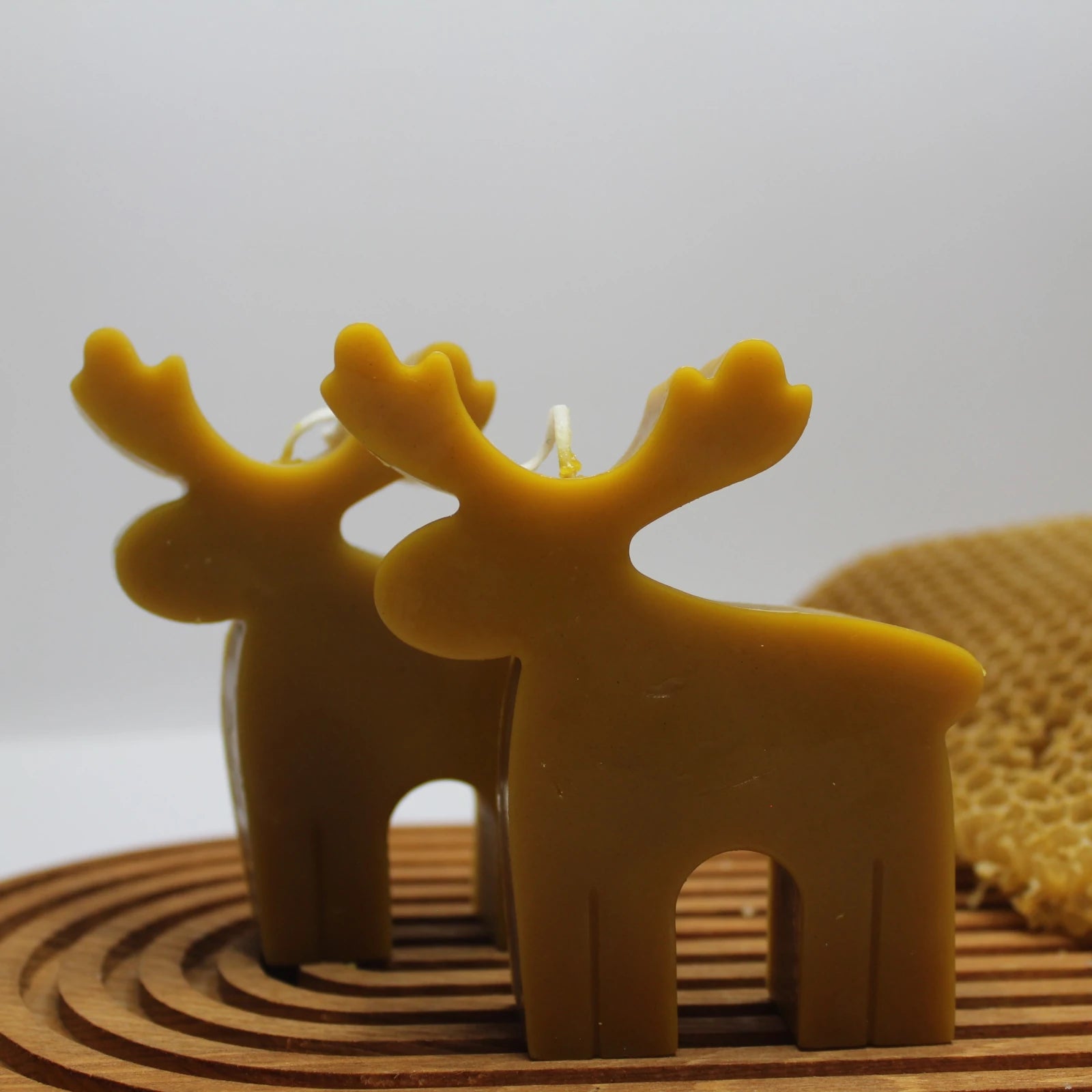 Reindeer Beeswax Sculpture Candle - Festive Woodland Decor