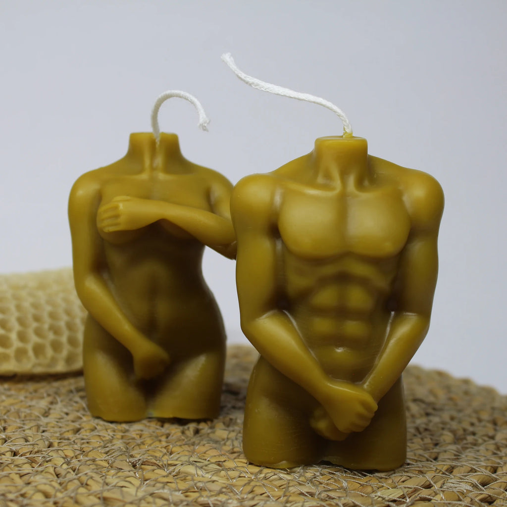 Naked Couple Beeswax Sculpture Candle Set - Abstract Figurines