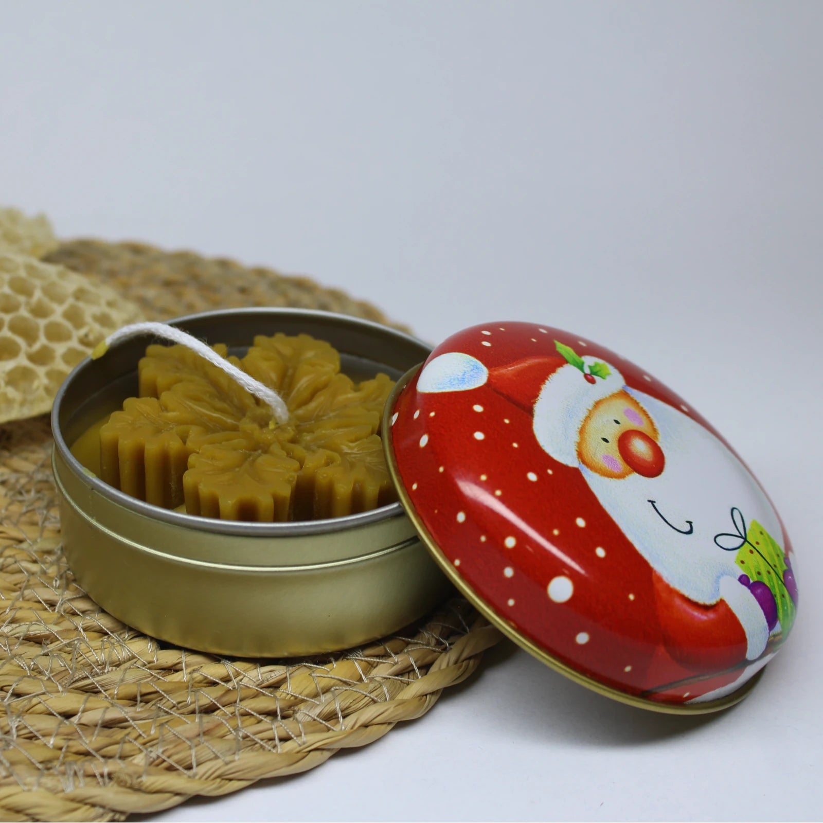 Snowflake Tin Beeswax Container Candle - Winter Ambiance