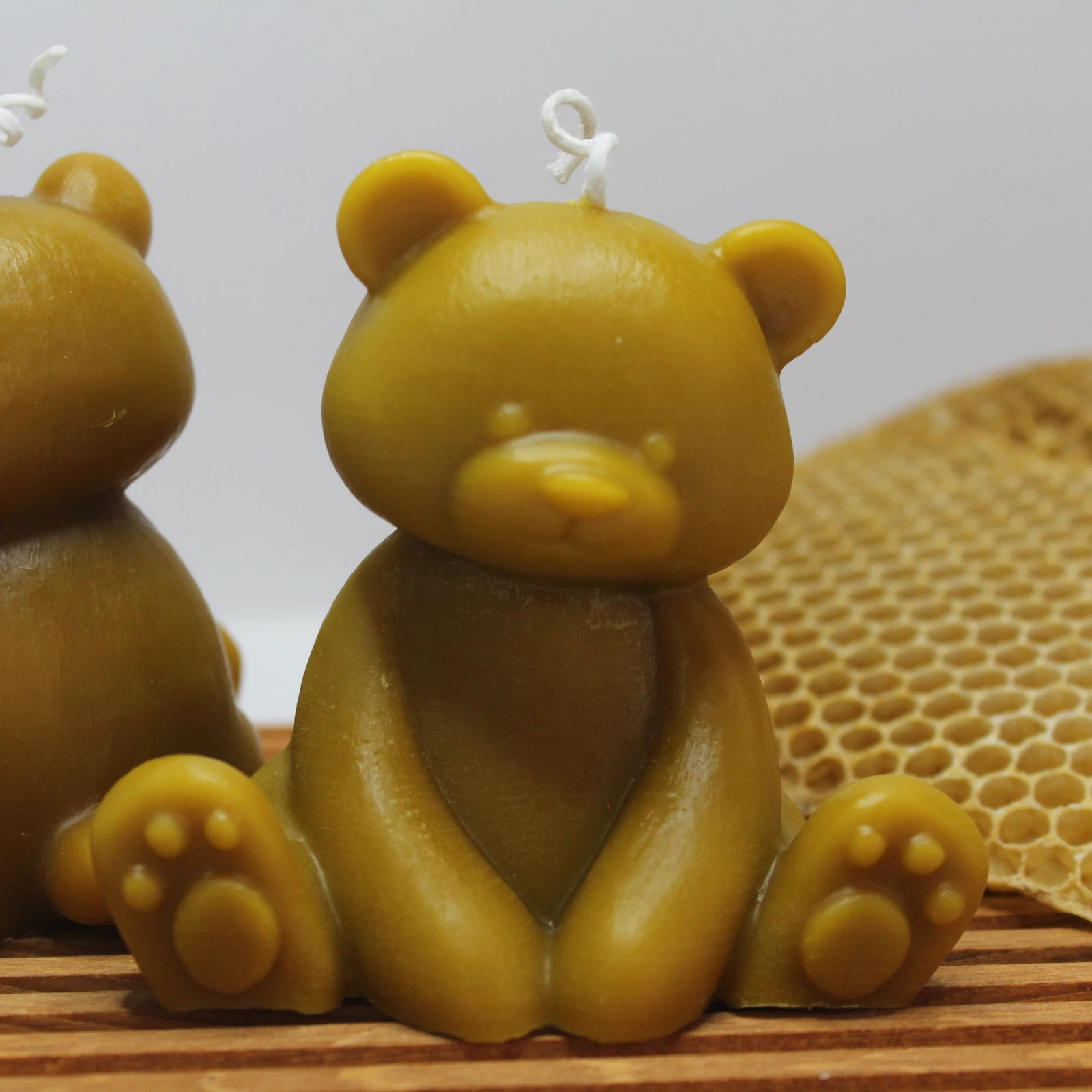 Teddy Bear Beeswax Sculpture Candle - Adorable Natural Decor