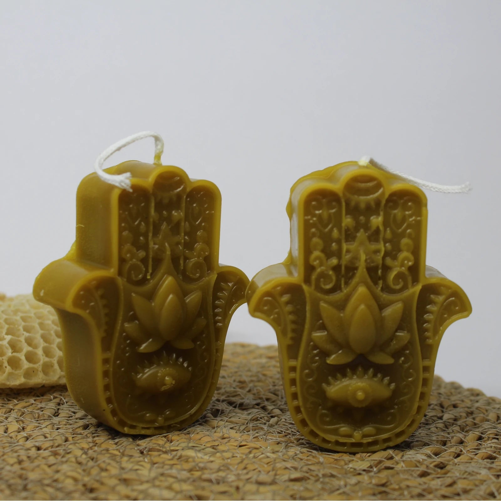 Hamsa Hand (Hand of Fatima) Beeswax Candle - Protection Symbol Decor