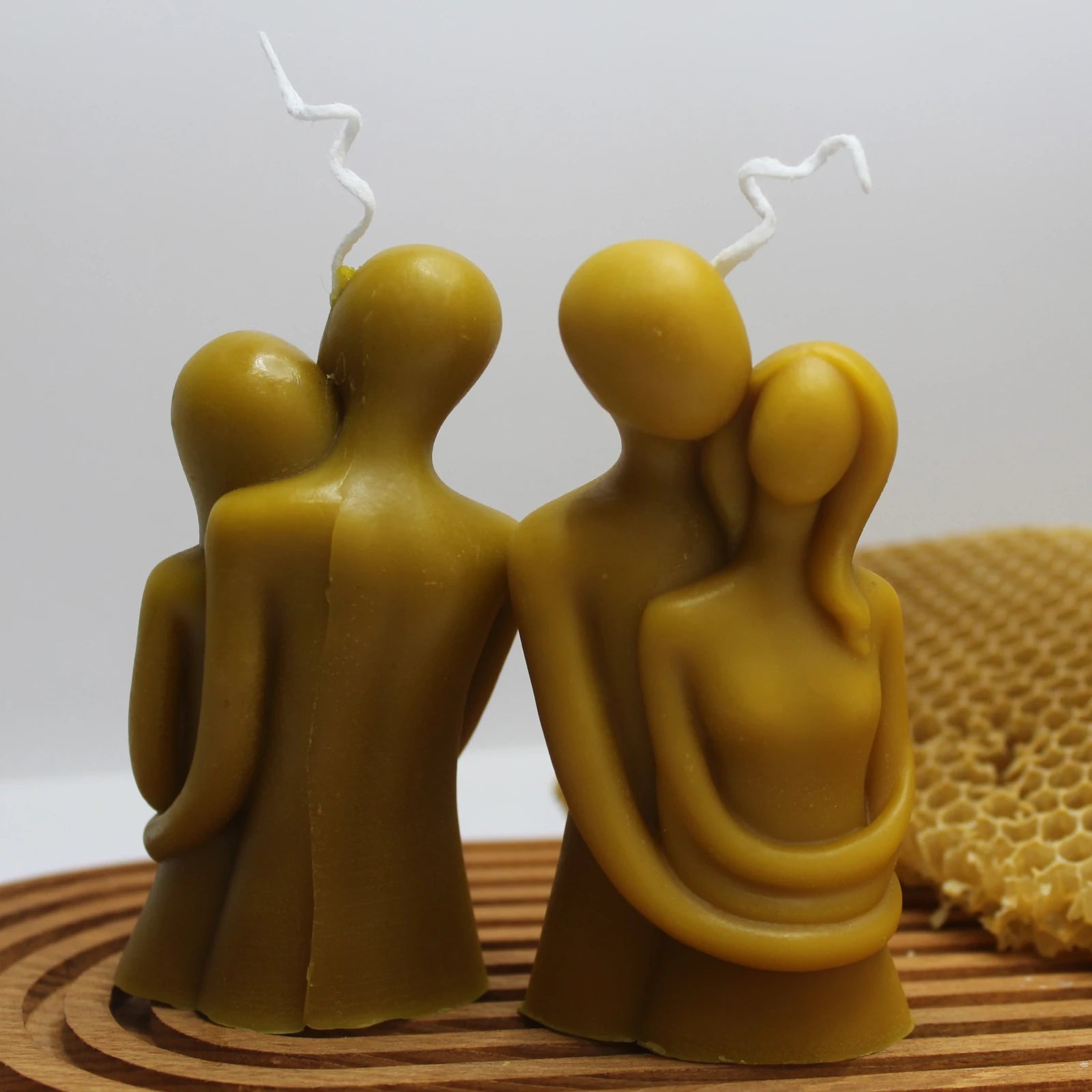 Embracing Couple Beeswax Sculpture Candle - Romantic Decor