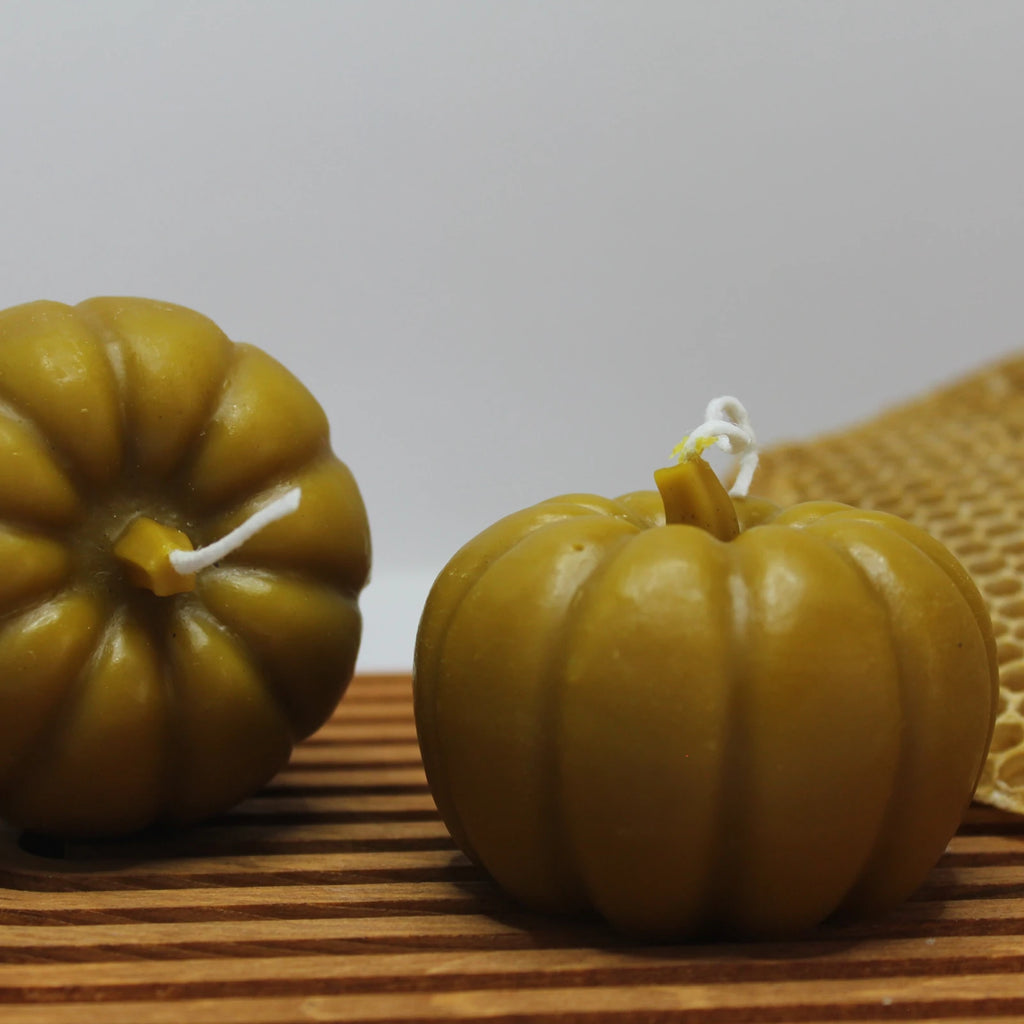 Pumpkin Beeswax Sculpture Candle - Autumn & Harvest Decor