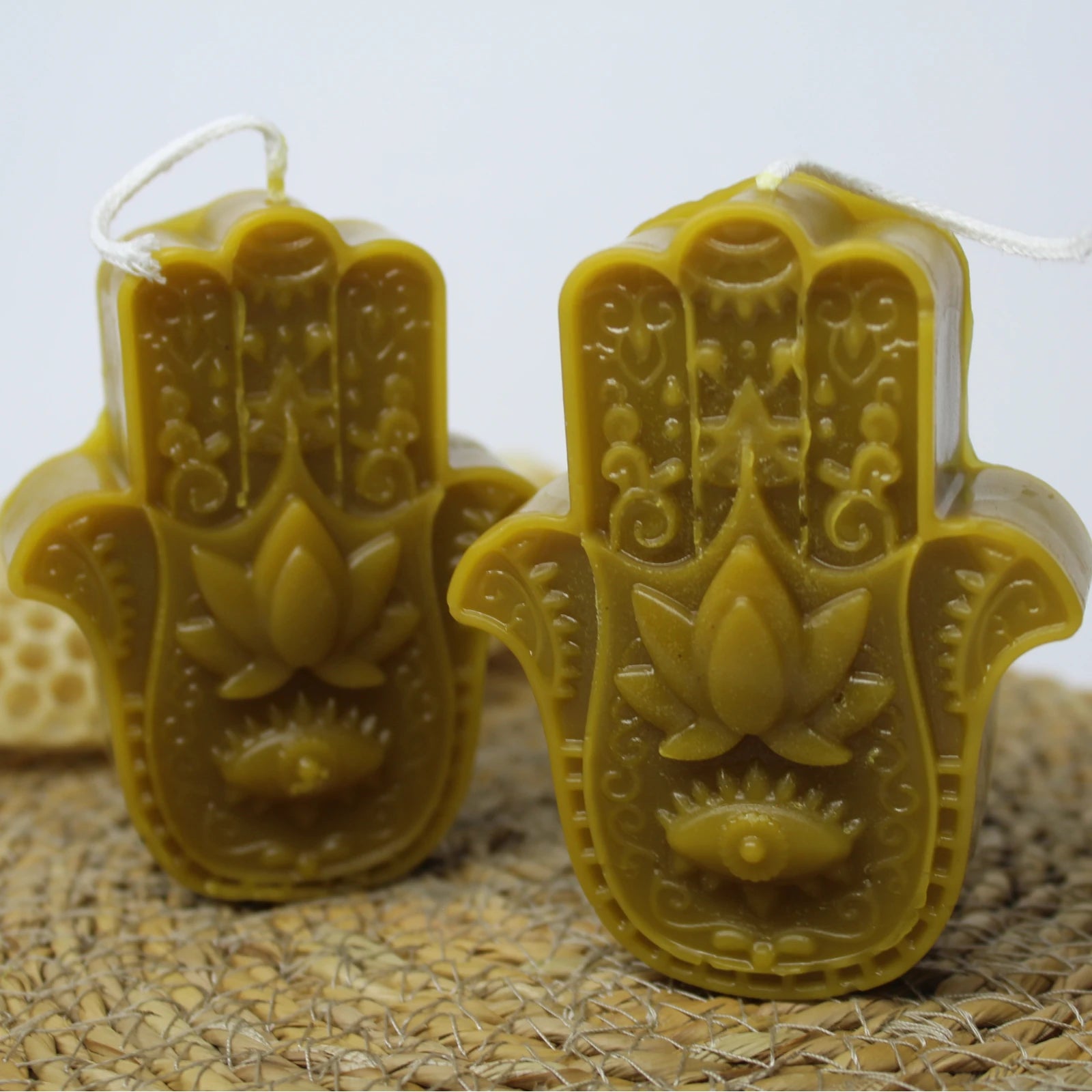 Hamsa Hand (Hand of Fatima) Beeswax Candle - Protection Symbol Decor