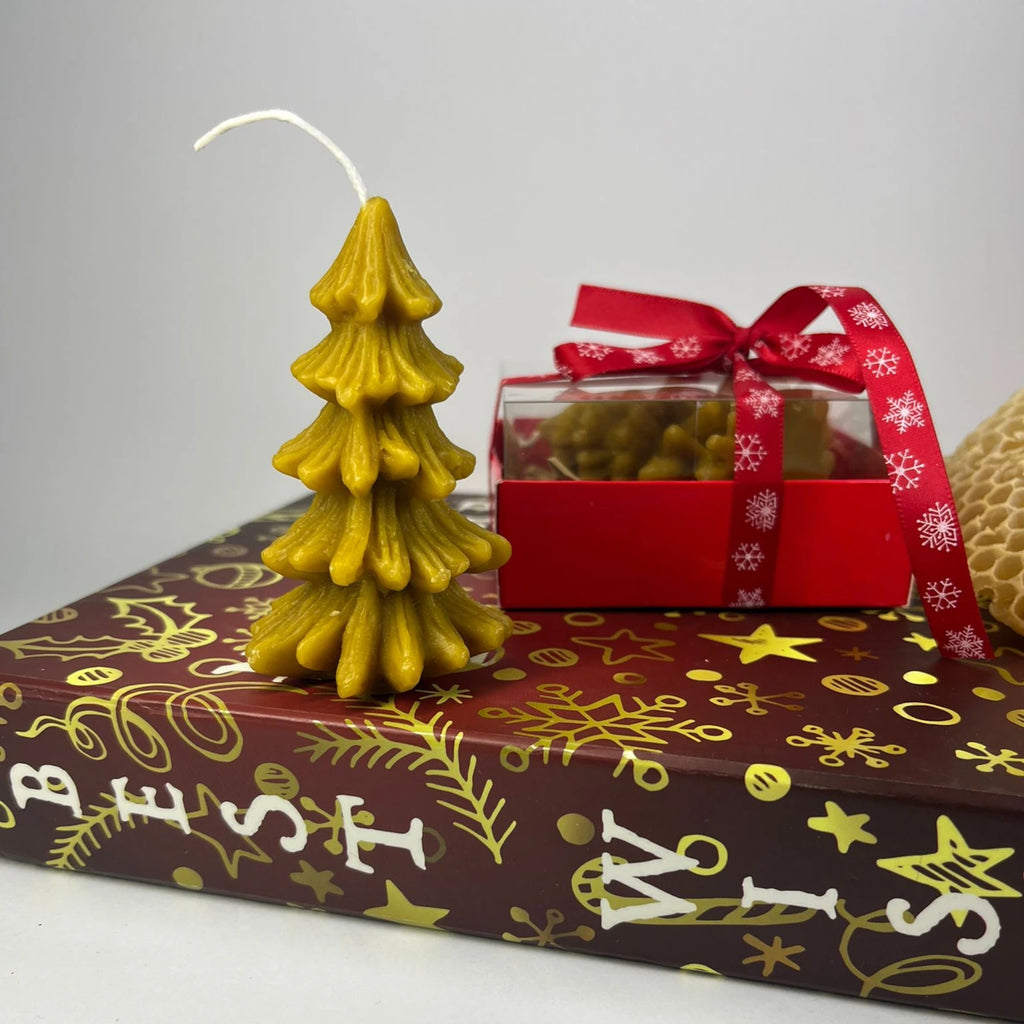 Small Pine Tree Candle - Natural Beeswax