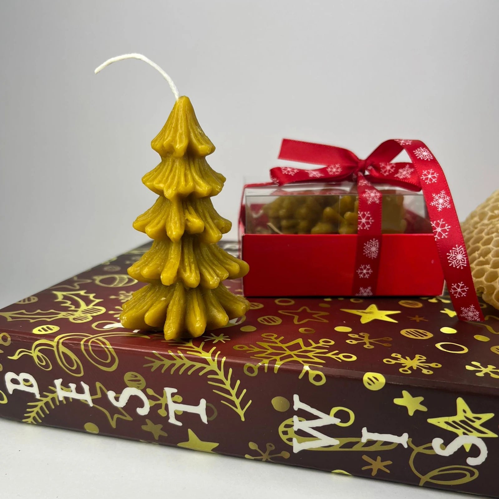 Small Pine Tree Candle - Natural Beeswax